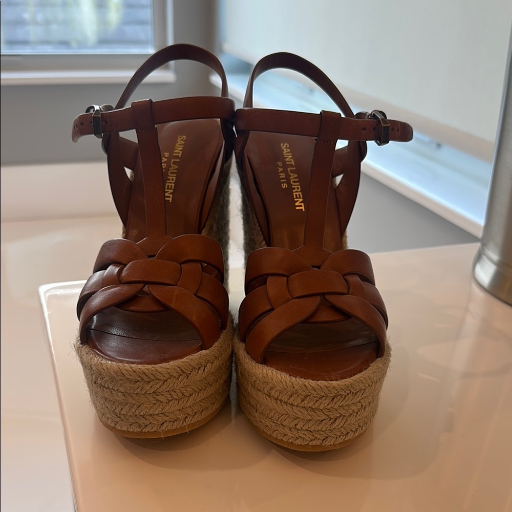 Saint Laurent Brown Platform Sandals